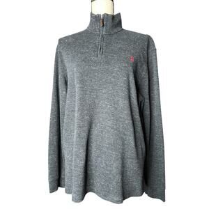 Polo Ralph Lauren Estate Rib Sweater in Marled Gray w/Partial Zipper Size Large
